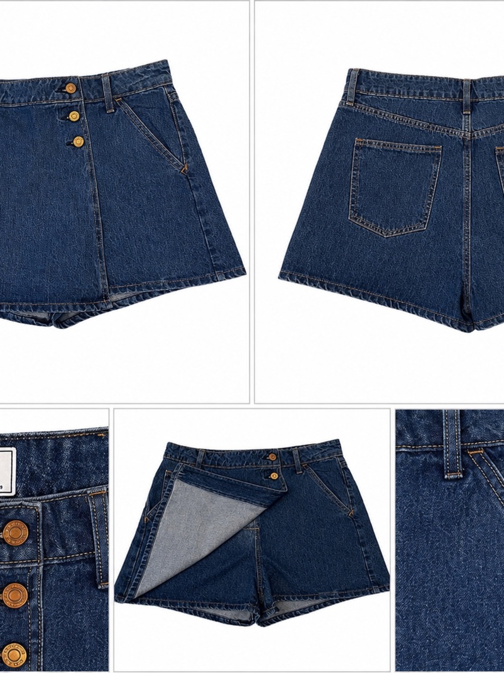GAP Dark Blue High-Waist Button-Front Jean Shorts